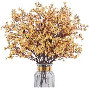 New Babys Breath Artificial Flowers, 8 Bundles Gold Real Touch Fake Flowers Silk